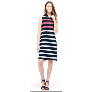 Lands' End Striped Cotton Sleeveless Polo Dress